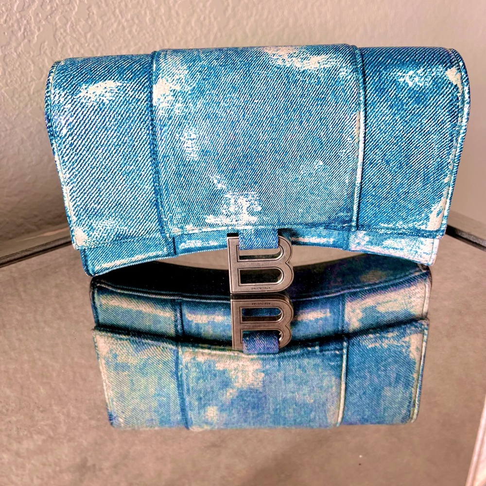 BALENCIAGA Denim blue Hourglass chain bag